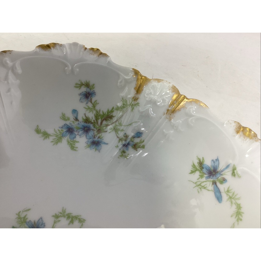 Vintage Ch. Field Haviland/GDA Limoges Scalloped Serving Bowl Blue Flowers 9.5" - Picture 7 of 9